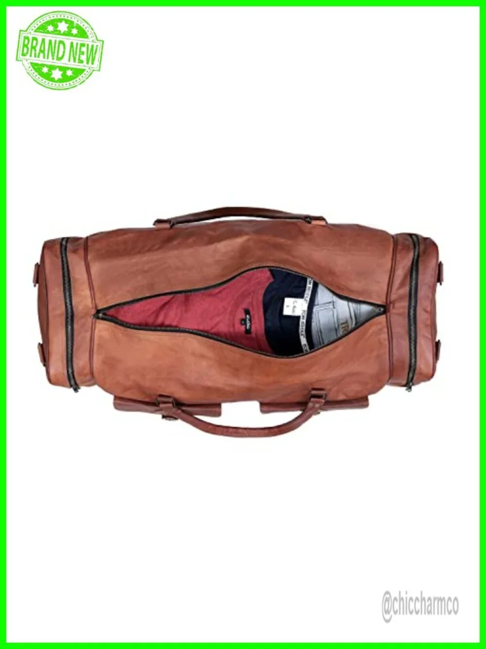 Handcrafted Full-Grain Leather Duffle Bag Travel Weekender Carry On 30 Inch